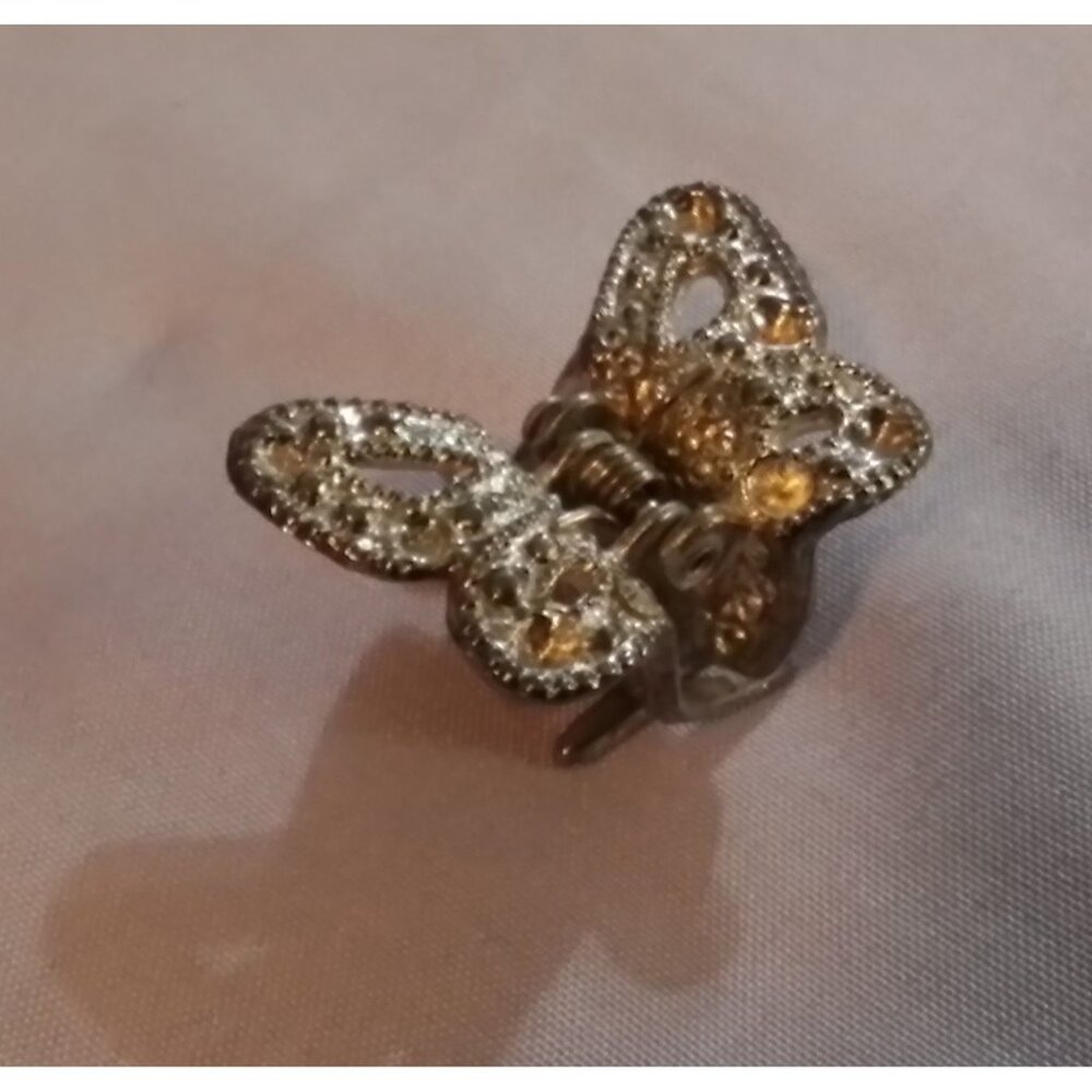 Butterfly Rhinestone Hair Claw Clip Sparkling Accessory Silver-Tone